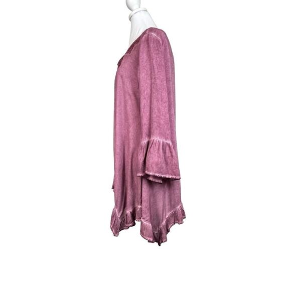Andree Top Womens Size S Mauve Pink Ruffled Peasant Embroidered Boho Loose Flowy - Picture 2 of 9